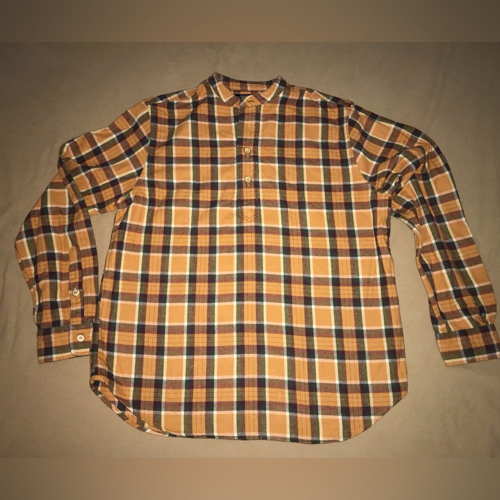 EUC! The J. Peterman Company Plaid Flannel Shirt size M Pumpkin Spice